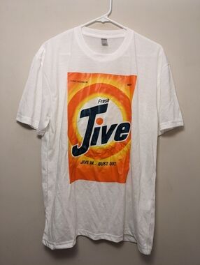 Jive Tide Logo Print White Orange Men's Cotton T-Shirt